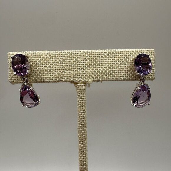 NWOT Stunning Faceted Amethyst dangle earrings set in sterling silver! - Picture 6 of 16